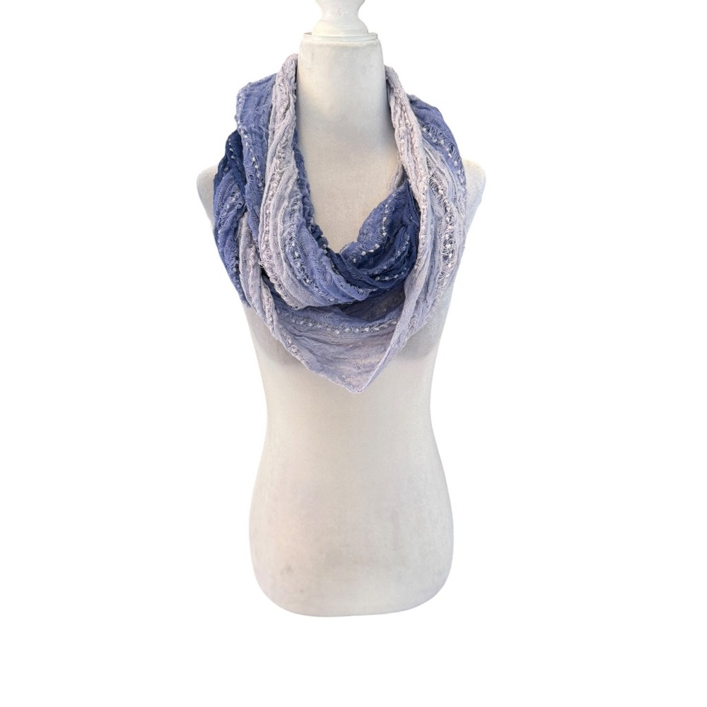 Simply Vera Vera Wang Blue Purple Ombre Linen Blend Textured Infinity Scarf